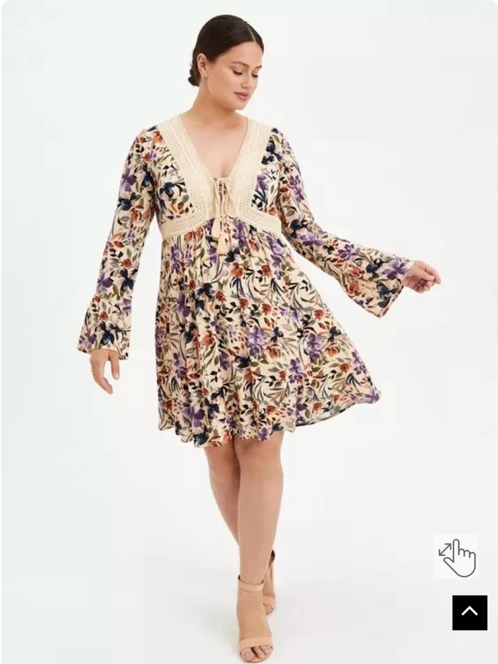 Torrid Mini Gauze Lace Up Floral Dress